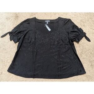 Modcloth Subtly Striking Sweetheart Neck Blouse Top Sz 3X Tie Sleeve Floral NWT